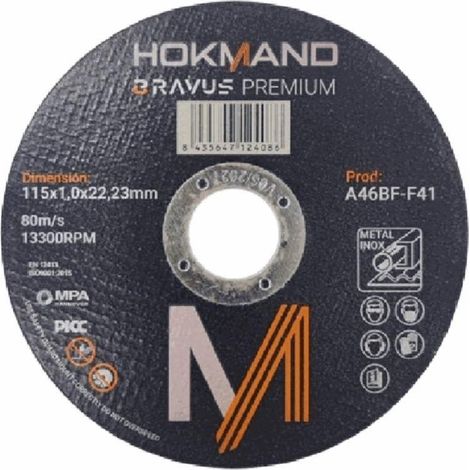 DUVER disco cortar inoxidable hokmand 115x1x22 bravus premium