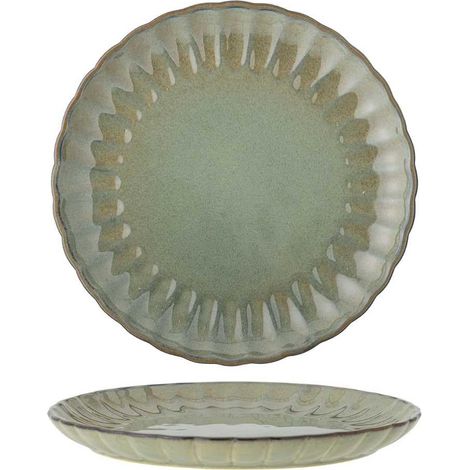 Assiette plate en faïence, diamètre : 20 x 2 cm, assiette plate, en céramique, pour un usage quotidien et des occasions spéciales, passe au lave-vaisselle et au micro-ondes, vert (1/5)