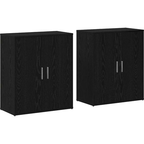 2 pcs Buffet，Bahut， Haut Armoire Chêne noir 60 x 31 x 70 cm Bois d'ingénierie CFW15472 (1/5)
