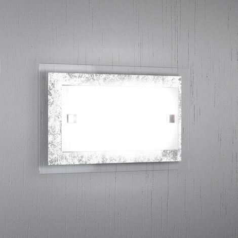 Applique Moderna Tray Metallo Bianco Vetro Foglia Argento 1 Luce E27 (1/3)
