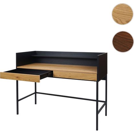 Bureau HWC-J79 - table d'ordinateur de bureau - tiroir 120x50cm bois métal - aspect chêne (1/5)