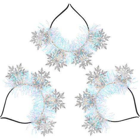Set di 3 fasce per capelli natalizie a forma di fiocco di neve per ragazze, leggere. (1/5)