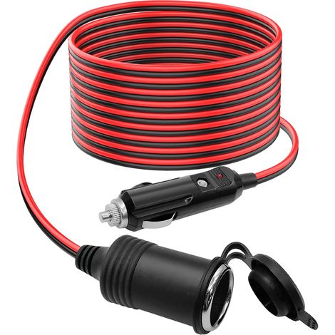 Rallonge Prise Allume Cigare de Voiture 17AWG étanche avec Fusible 15A,12V/24V Câble d'Extension pour Allume Cigare Mâle-Femelle Adaptateur Chargeur pour Camion Moto Bateau Camping-Car (1/5)