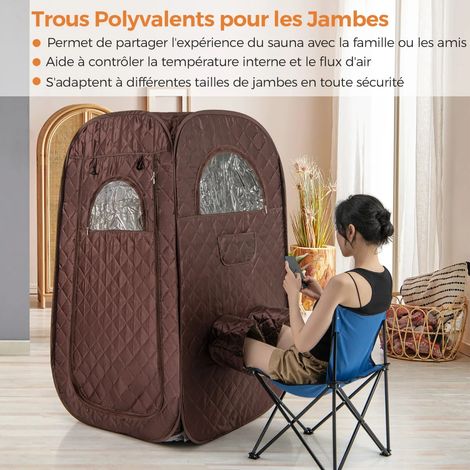 Sauna vapeur portable marron 89x89x149 cm avec générateur 1000 W 3 L, 9 niveaux de température et minuterie pour maison et jardin (1/5)