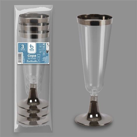 Bicchiere Cava Riutilizzabile, 3 Unità. Capacità 150 ml