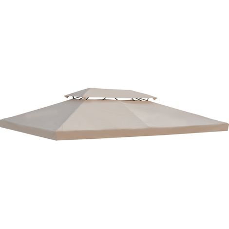Toile de rechange pour tonnelle 3x4m – Toile haute densité beige – Double toit pour ventilation – Traitée anti-UV et perforée – MH