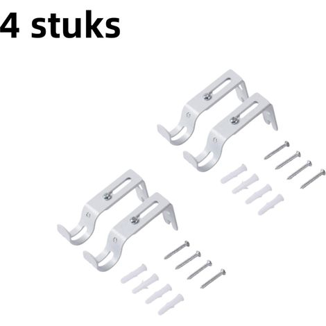 Lot de 4 crochets réglables pour rideaux épais, fixation murale universelle, accessoires de rideaux, 2,5 cm x 2,5 mm, blanc (1/5)