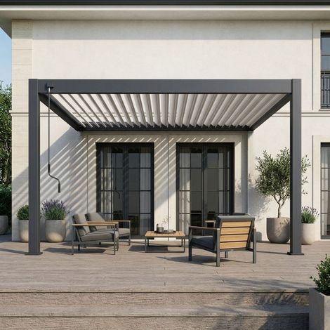 Pergola Bioclimatica Addossata Collezione VS 4x4M - Antracite/Bianco - V2 (1/5)