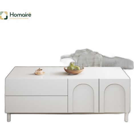 Couchtisch MDF weiß 100 x 50 x 39.5 cm mit Stauraum HOMAIRE (1/5)