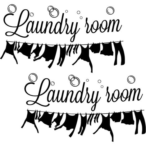 Lot De 2 Autocollants Muraux Pour Salle De Bain Décoration De Buanderie Faciles À Décoller Et À Coller (1/5)