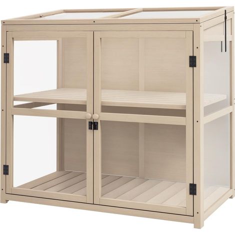Pour faire pousser vos plantes, serre en bois 103 x 61 x 103 cm avec toit réglable et doubles portes pour balcon ou jardin (1/5)