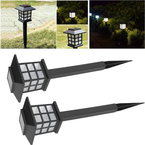 [Luces solares para jardín] [x] [LED] [Impermeable] [Luz blanca] [Plástico] [Peso: 261 g] [Batería de 600 mAh] [6 horas de iluminación] [2 juegos] [Instalación sin herramientas] [Interruptor de encend (1/5)