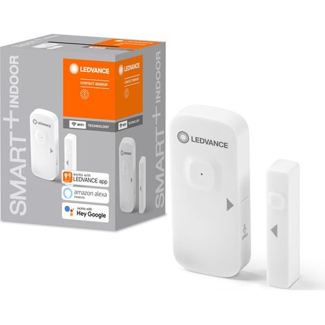 LEDVANCE SMART+ Contact Sensor con tecnologia Wifi per rilevare porte e finestre aperte, controllo tramite smartphone, compatibile con Alexa e Google, confezione da 1 (1/5)