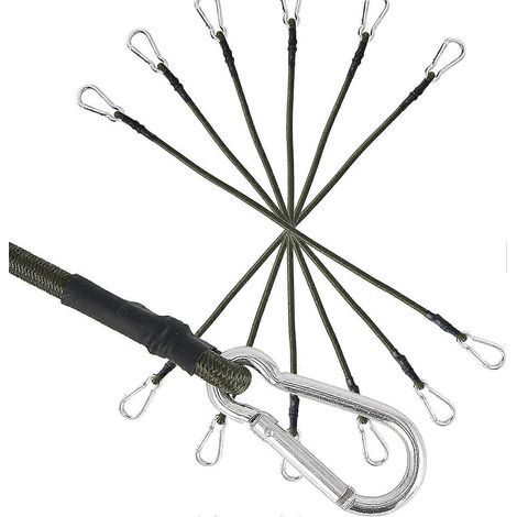 Lot de 6 sangles élastiques en caoutchouc avec mousqueton, longueur 90 cm, épaisseur 8 mm, ultra-élastiques, avec crochet métallique pour bagages, vélo et camping (1/3)