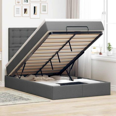 Ottoman-Bett mit Matratze & LEDs Dunkelgrau 120x200 cm Stoff (1/5)