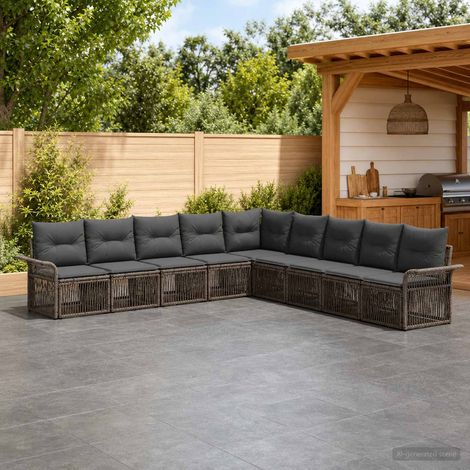 Set Divano da Giardino 9 pcs Grigio polyrattan vidaXL (1/5)