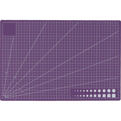Tapis de découpe PVC double face A3, planche auto-cicatrisante avec lignes quadrillées pour bricolage et arts créatifs, outil de bureau violet (1/5)