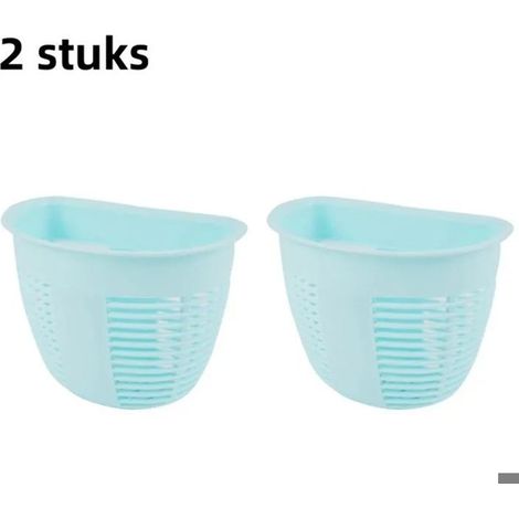 HOXILEELEOLot De 2 Paniers De Rangement Mural En Plastique, Bleu, Pour Salle De Bain Cuisine (1/5)