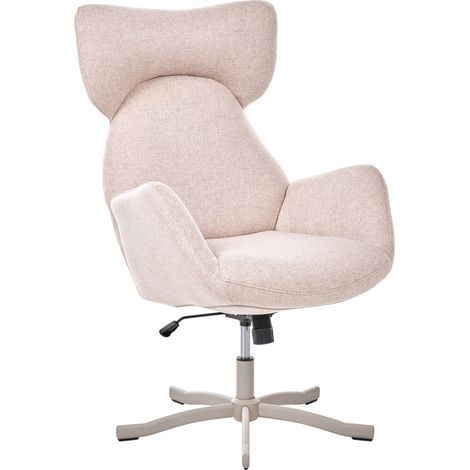 Fauteuil en Tissu Pivotant Ergonomique Dossier Haut Beige Sonderby (1/5)