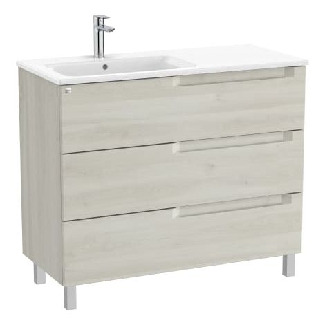 MUEBLE IZQUIERDA 1000MM ALEYDA CON PATAS 3 CAJONES + LAVABO BLANCO MADERA