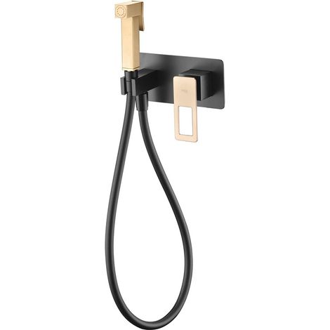 Mice - Douche hygiénique encastrable - Mitigeur Bide pour WC Encastré - Robinetterie WC - Noir Mat et Or Brillant BDC032-5NGOLD (1/3)