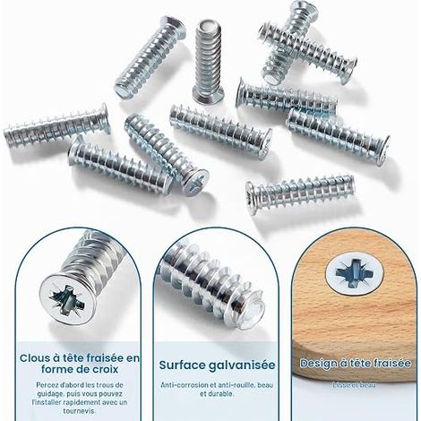 M6.3 Kit de Vis Euro Spéciale pour Meubles, Coulisse, Portes D'armoires de Cuisine, Armoires et Charnières de Placard (1/3)