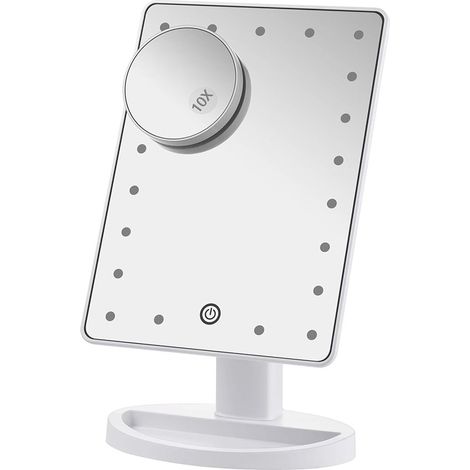 Miroir de maquillage avec lumières avec 22 lumières led et écran tactile avec détail 10x (1/5)