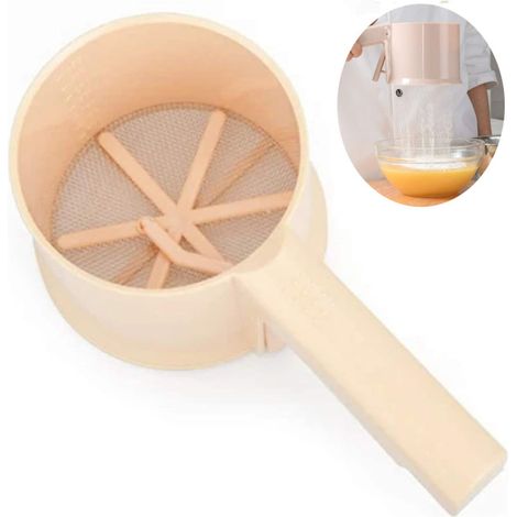 Tamis À Farine - Poignée Ergonomique - Pour Farine Et Sucre Glace - Plastique - Rose - 1 Pièce (1/5)