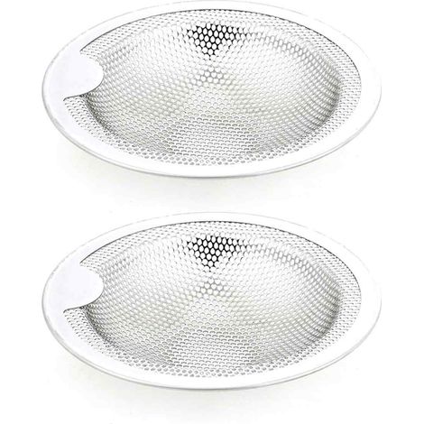 Juego de 2 coladores de acero inoxidable, tamaño pequeño S, para fregadero de cocina, lavabo, ducha, bañera. (1/5)