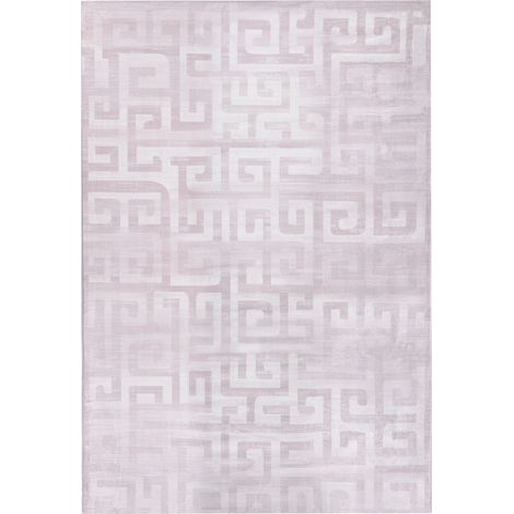 Alfombra moderna 160 x 230 cm de tela motivo geométrico sala de estar dormitorio apto para calefacción por suelo radiante base antideslizante beige Beydag