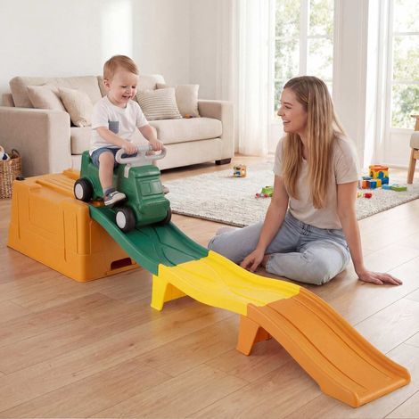 Kids Ride-On Toy with Storage & Race Tracks - Rustic Brown (1/5)