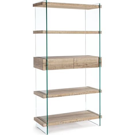 Bücherregal "Kenya" mit 4 Fachböden mit Struktur aus gehärtetem Glas für modernes Interieur (1/4)