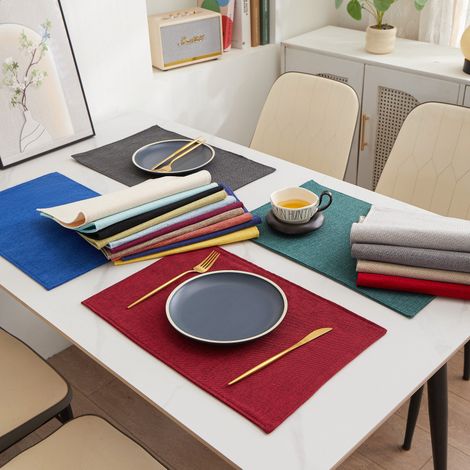 Set mit 4 bordeauxroten Leinentischdecken, 30 x 46 cm
