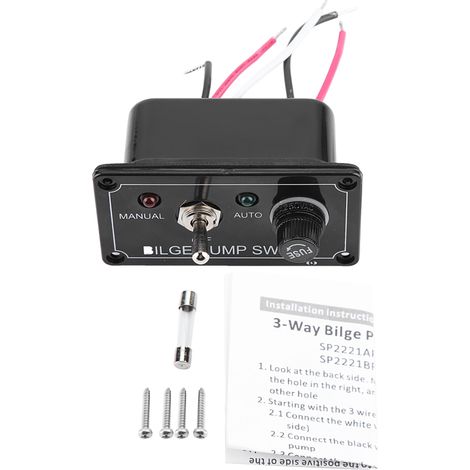 12V DC Voyant LED Panneau Interrupteur Pompe de Cale Manuel / Arrêt / Auto pour Bateau Marin (1/5)