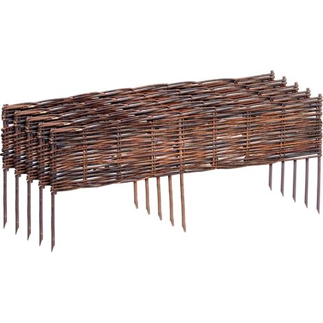 Relaxdays Beeteinfassung, Weide, 5er Set, HxB: 20 x 100 cm, zum Stecken, Beet & Rasen, niedrige Beetumrandung, braun (1/5)