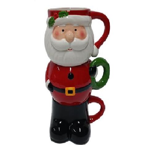 babbo natale in ceramica, 3 tazze da latte con manico regalo Natale originale natalizio colazione bambini (1/4)