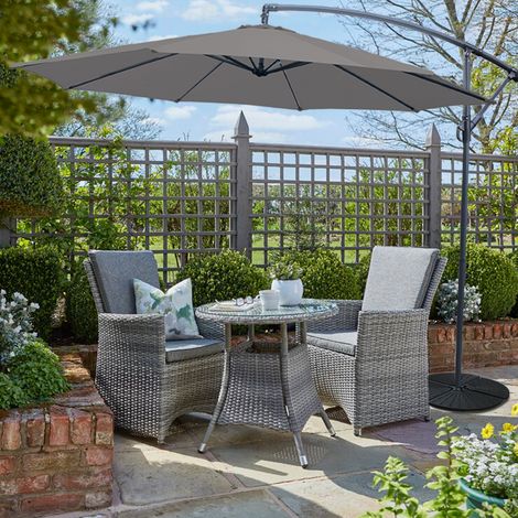3M Banana Parasol Sun Shade Patio Hanging Umbrella Cantilever Garden Grey (1/5)