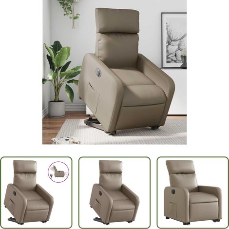 vidaXL Liegefunktion -  Relaxsessel mit Aufstehhilfe Elektrisch Cappuccino Kunstleder
