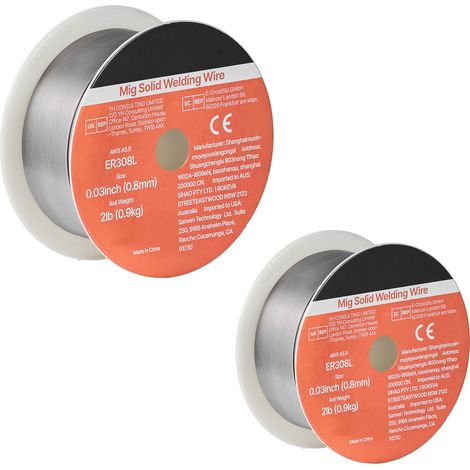 Mophorn Alambre de soldadura MIG sólido, ER308L, 0,8 mm, 0,9 kg, acero inoxidable, diseñado para reducir salpicaduras y ofrecer una alimentación eficiente, resistencia ≥510 MPa (1/5)