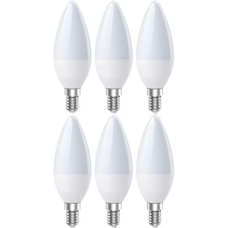 E14 LED Bulbs, E14 LED Candle Light Bulb Cool White 6500K, 5w 600Lumens, Equivalent to 60W Halogen Lamps, 200° Beam Angle, Non-Dimmable, Pack of 6 [Energy Class 2] (1/5)