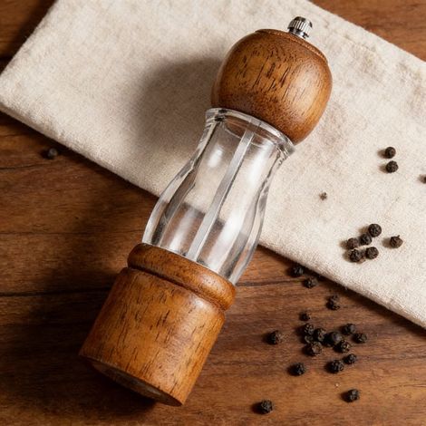 Transparente Salz- und Pfeffermühle aus Holz, Handmühle, Küchenutensil, Weihnachtsgeschenk für Erwachsene, Männer und Frauen (1/5)