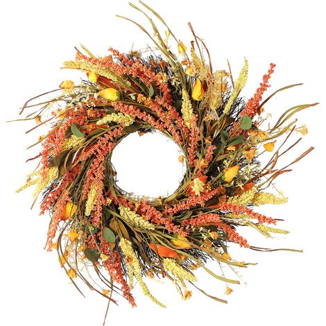 Dekorativer Türkranz für den Außenbereich, künstliche Girlande, 62 cm (24 Zoll) Durchmesser, ideal als Dekoration für Thanksgiving. (1/5)