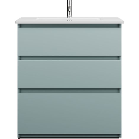 burgbad Lin20 lavabo en céramique blanc brillant avec meuble