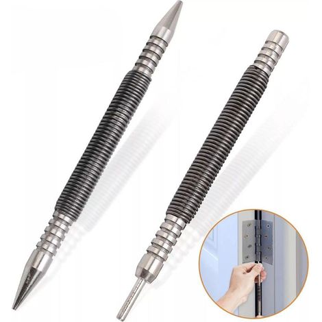 Outil à clous sans marteau à ressort, poinçon pour trous centraux de clous, foret, outil d'extraction de goupilles, embout pointu et embout plat (1/5)