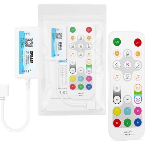 SP544E 3CH PWM RGBW IoT LED controller, compatible with app, remote control and voice commands for smart speakers.
