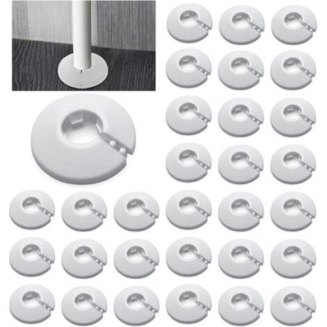 Sollbry – Lot de 30 rosettes simples pour tuyaux de chauffage – Diamètre 22 mm – Cache-tuyau blanc pour radiateurs – Installation facile