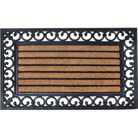 Esschert Design – Paillasson coco caoutchouc 75x45 cm – Antidérapant pour entrée et marches – Résistant aux intempéries – Design original (1/3)