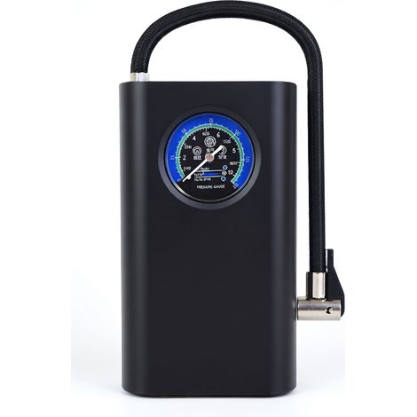 Inflador de neumático portátil recargable con manómetro analógico, negro (1/5)