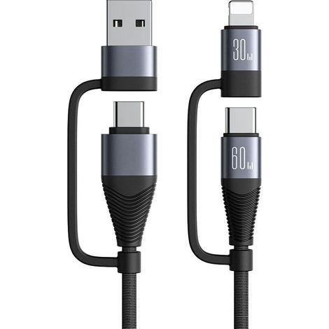 Cable de charge rapide 4 en 1 nextbatt 60 w multifonctionnel