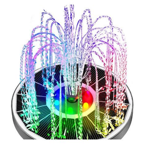 BRAVIX 3.5W Fontaine Solaire 7 LEDs Colorée, Solaire Flottant Extérieur Fontaine Pompe Bassin Solaire avec 6 Buses pour Bain d'oiseaux,Étang,Piscine,Jardin Fontaine,Décoration de Jardin (1/5)